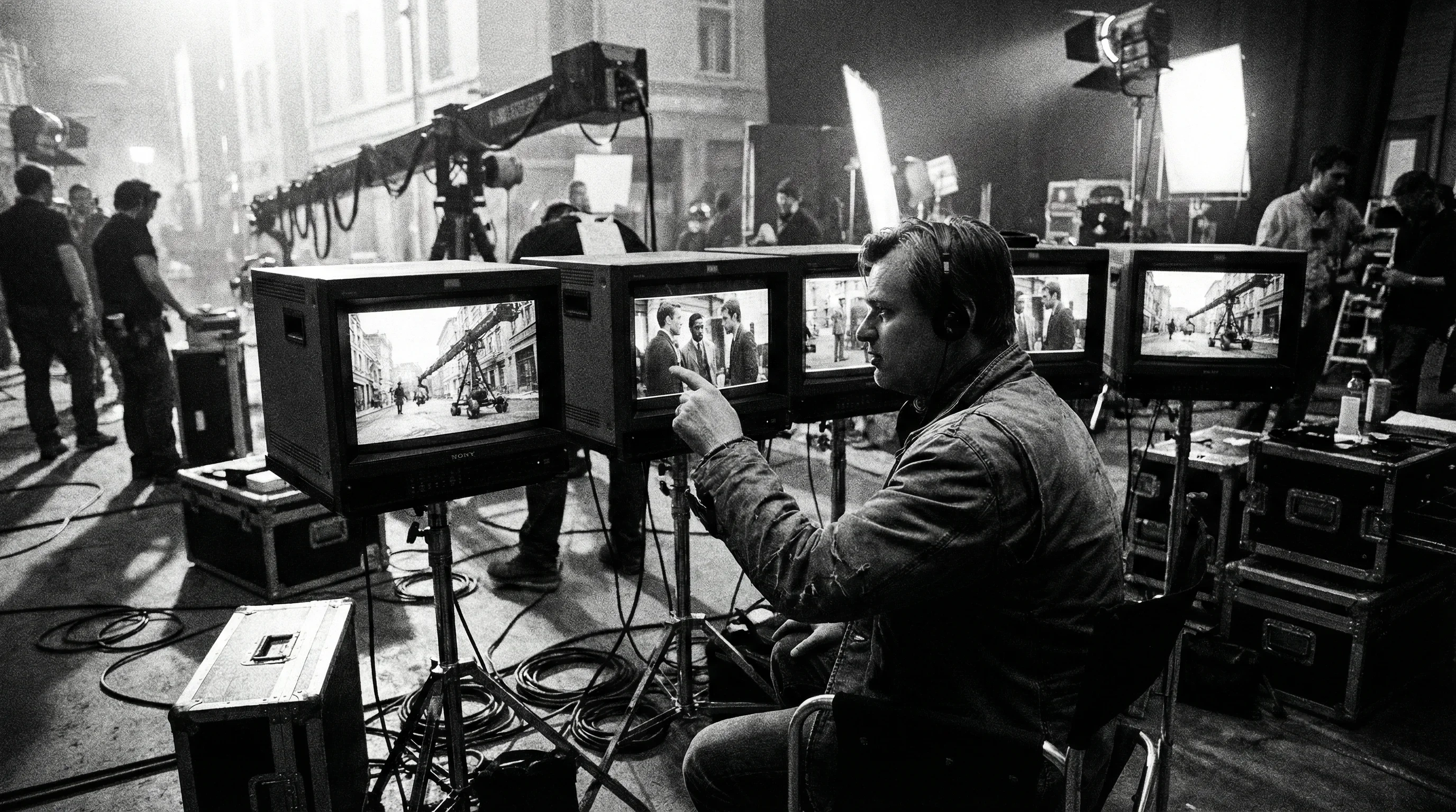 电影导演在拍摄现场监看画面 - 大象视频 - 探索电影的黄金时代：大象精选经典艺术电影 | 4K高清修复在线看。团队的专业精神